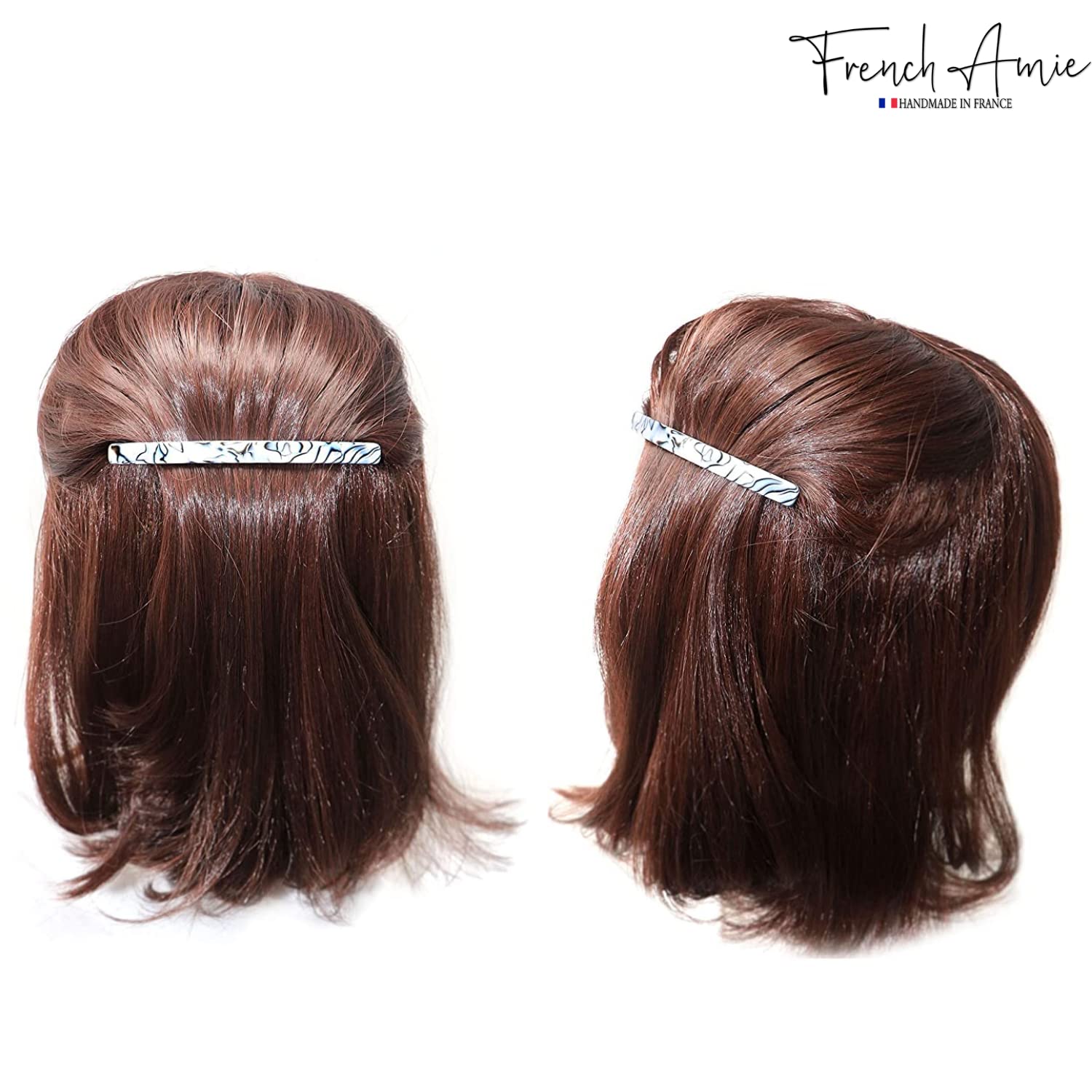 French Amie Long And Thin Large 4” Cellulose Handmade Hair Clip Barrette