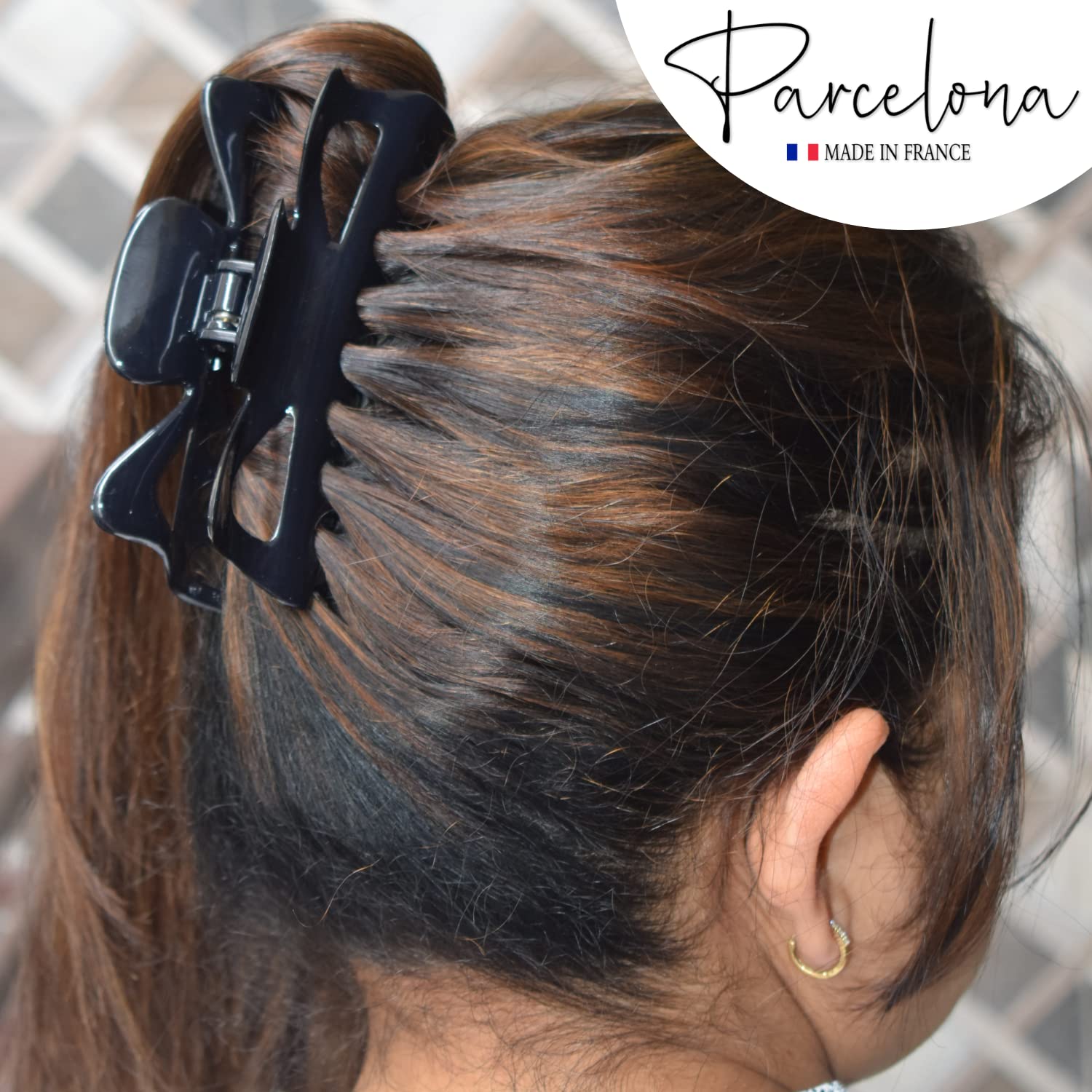 Parcelona French Classic Jumbo Large 5 1/2" Cellulose Hair Claw Clip for Women