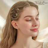 French Amie Oval Hoop Small 1 1/4” Celluloid Handmade Hair Barrette Clips(2 Pcs)