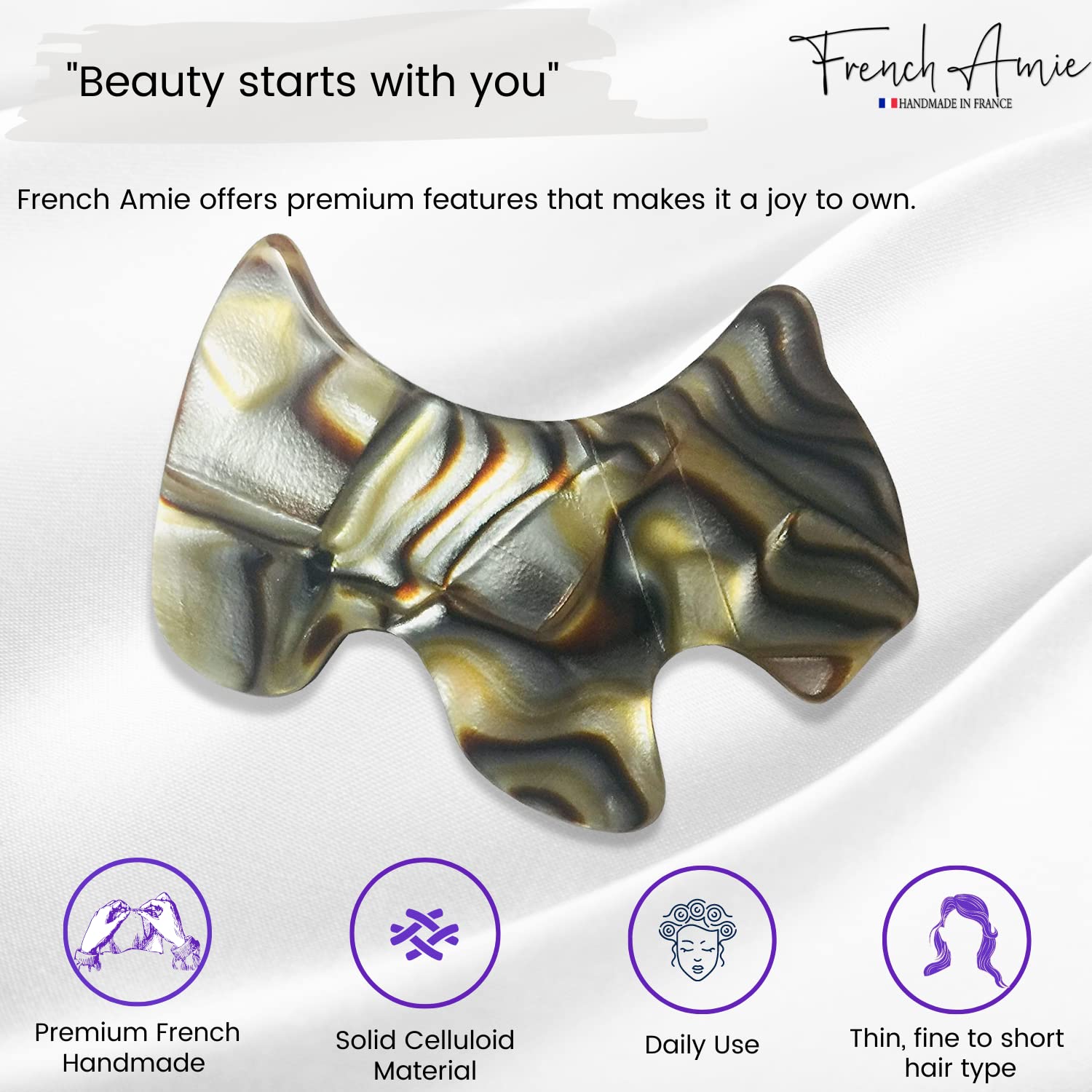 French Amie Scottish Dog Puppy 2" Small Cellulose Handmade Hair Barrette