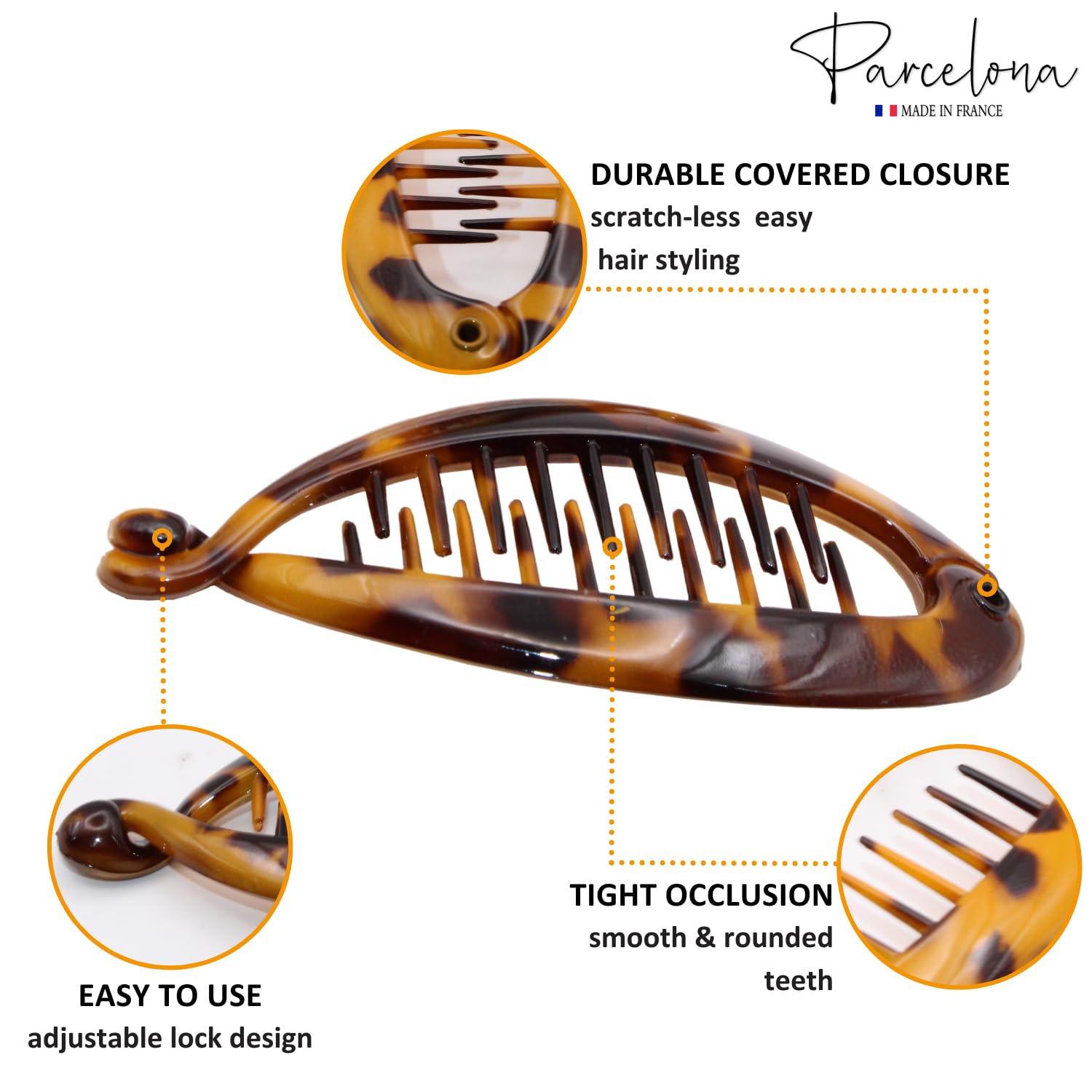 Parcelona French Effortless Mini Small Cellulose Banana Hair Clips(2 Pcs)