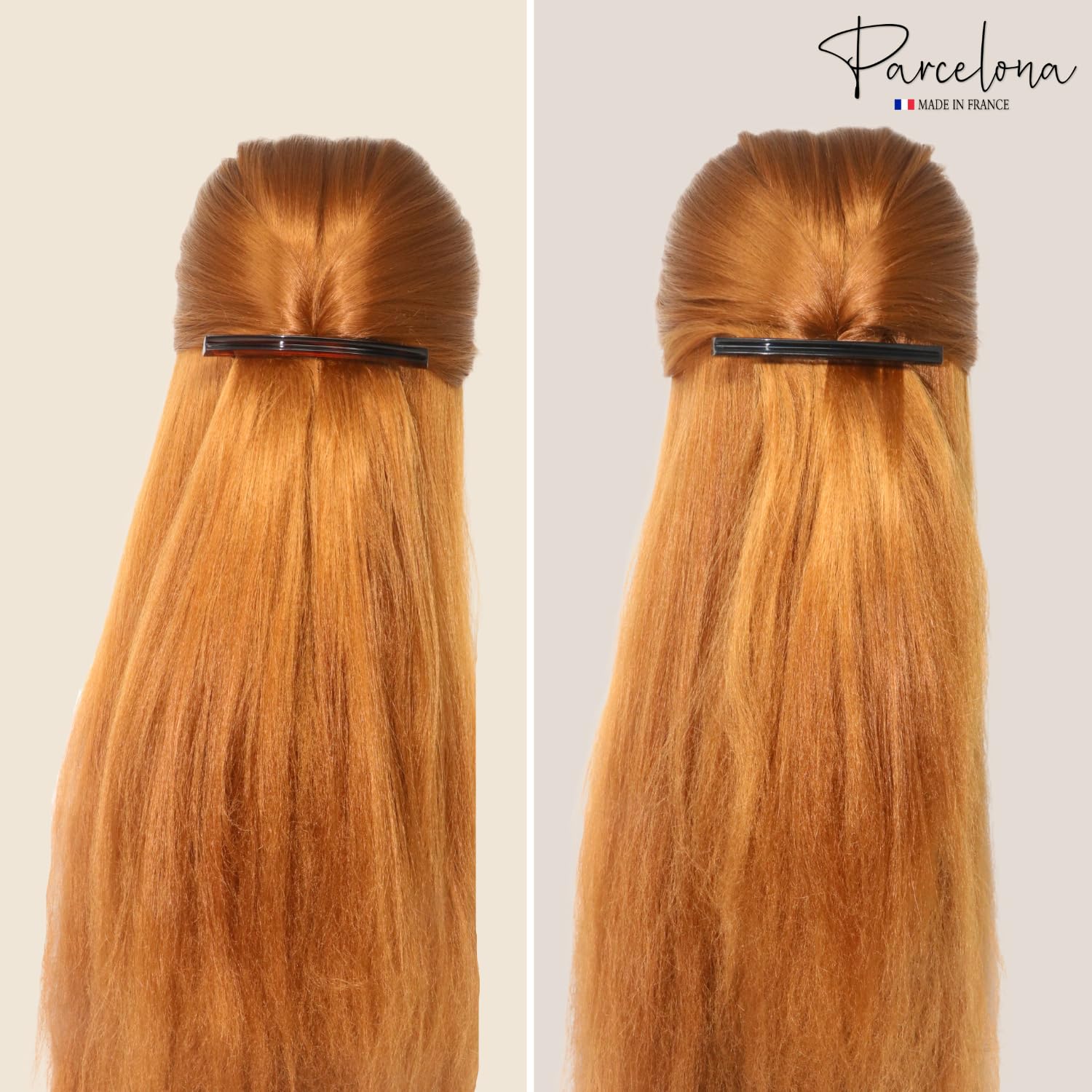 Parcelona French Sleek Groove Shell and Black Large Cellulose Hair Clips(2 Pcs)