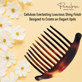 Parcelona French 11 Teeth Set of 2 Tortoise Shell Interlocking Side Hair Comb