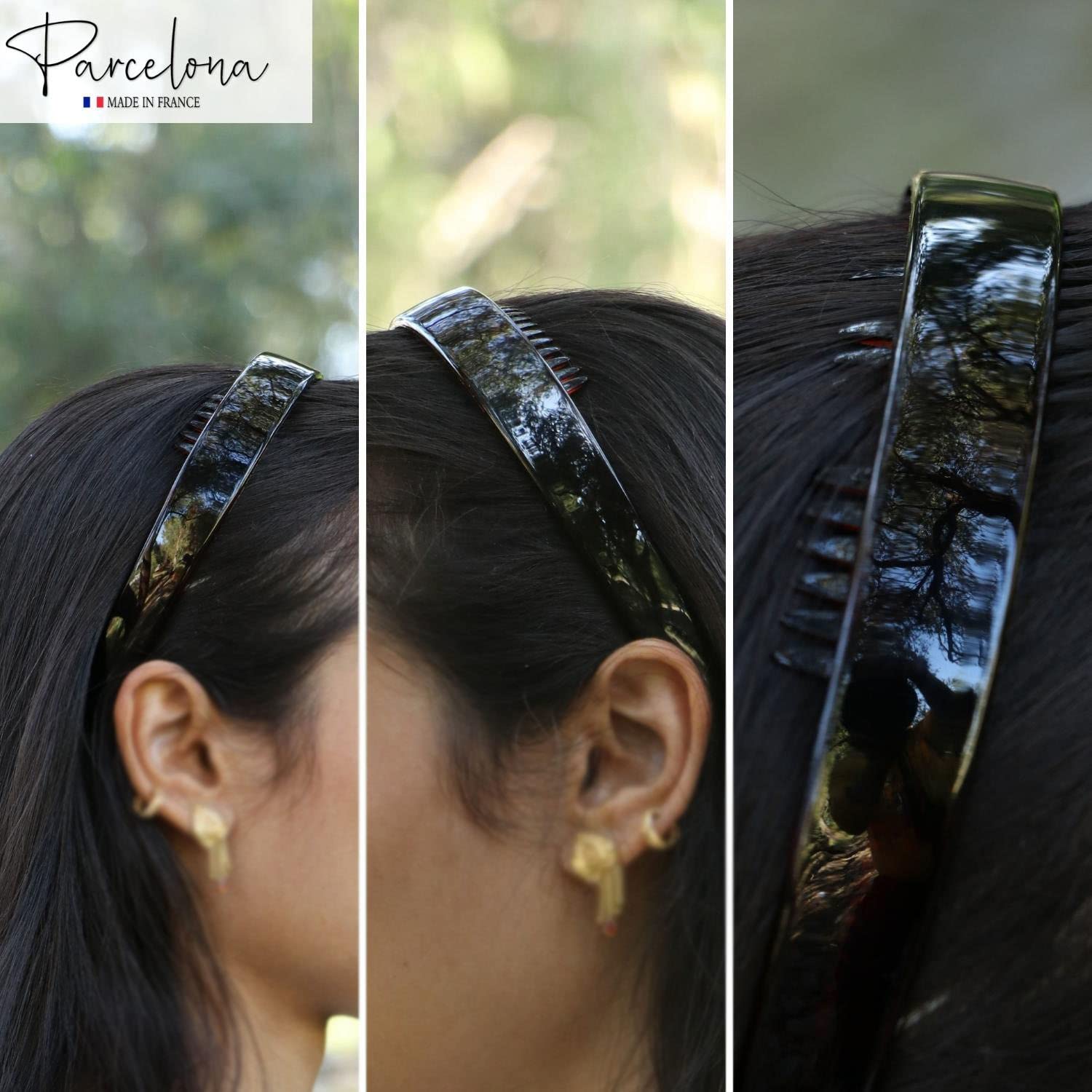 Parcelona French Toothed Smooth Cellulose Shell Brown Wide Hair Headband