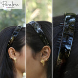 Parcelona French Toothed Smooth Celluloid Shell Brown Wide Hair Headband
