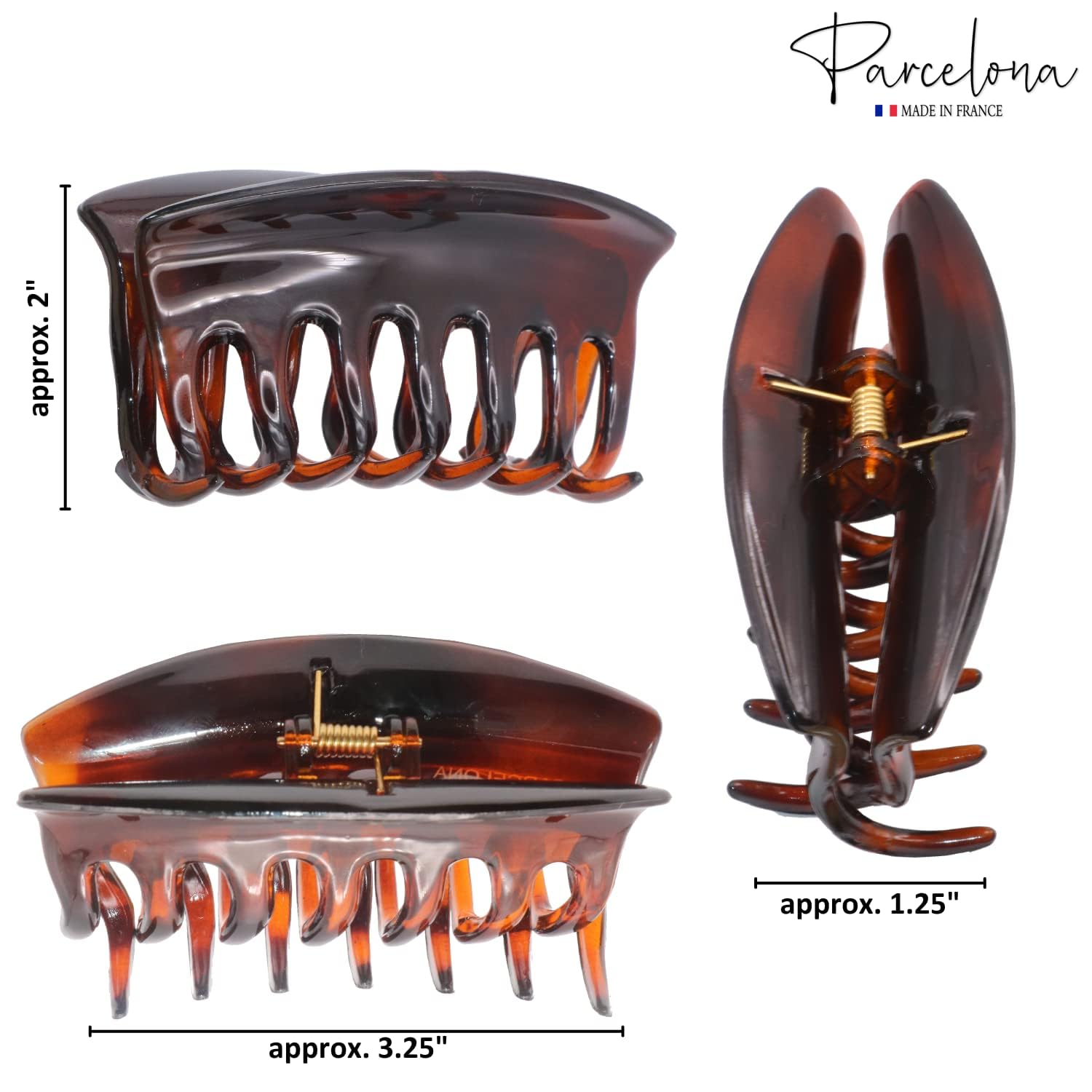 Parcelona French Arch Medium 3 1/4" Cellulose Hair Claw for Women & Girls