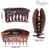 Parcelona French Arch Medium 3 1/4" Celluloid Hair Claw for Women & Girls