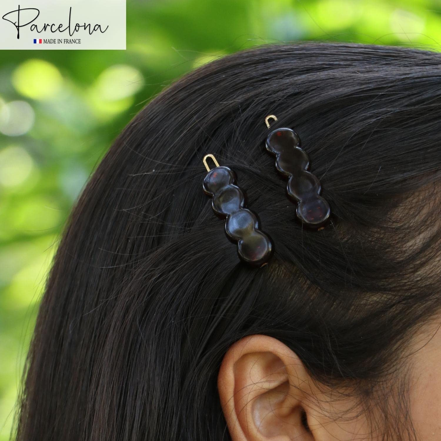 Parcelona French Circle Scallop Shell Small Set of 4 Cellulose Side Hair Clips