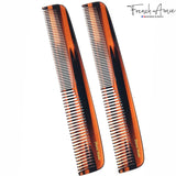 French Amie Sleek Handmade shell 7 Inch Long Celluloid Hair Dressing Combs