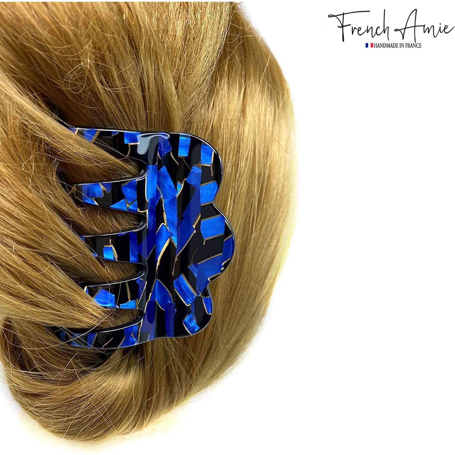 French Amie Crown Wave Small 2.5” Cellulose Handmade Interlocking Hair Claw