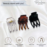 Parcelona French Pinch Mini Shell Black Clear Celluloid Jaw Hair Claw Clips