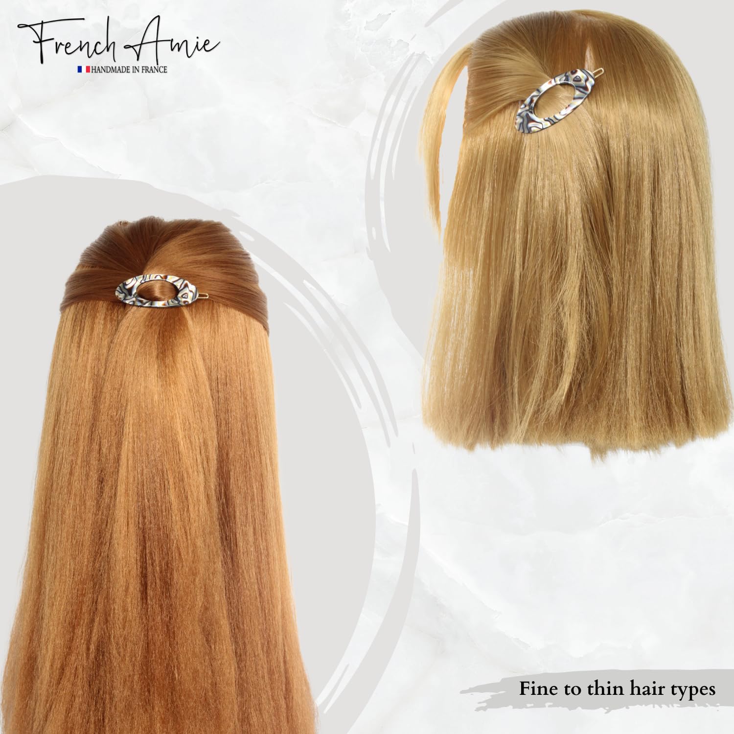 French Amie Oval Small 2 1/4” Cellulose Hair Barrette for Women
