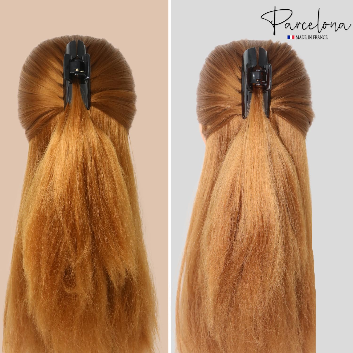 Parcelona French Cutout Curve Medium Shell and Black Cellulose Hair Claws(2 Pcs)