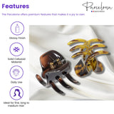 Parcelona French Classic Large Pony Celluloid Jaw Hair Claw for Women and Girls