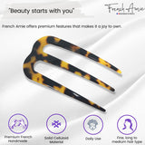 French Amie Tri Prongs 3" Handmade Cellulose Bun Holder Hair Pin Stick for Women