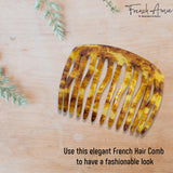 French Amie Fab 13 Teeth Medium Handmade Celluloid Side Hair Comb for Women