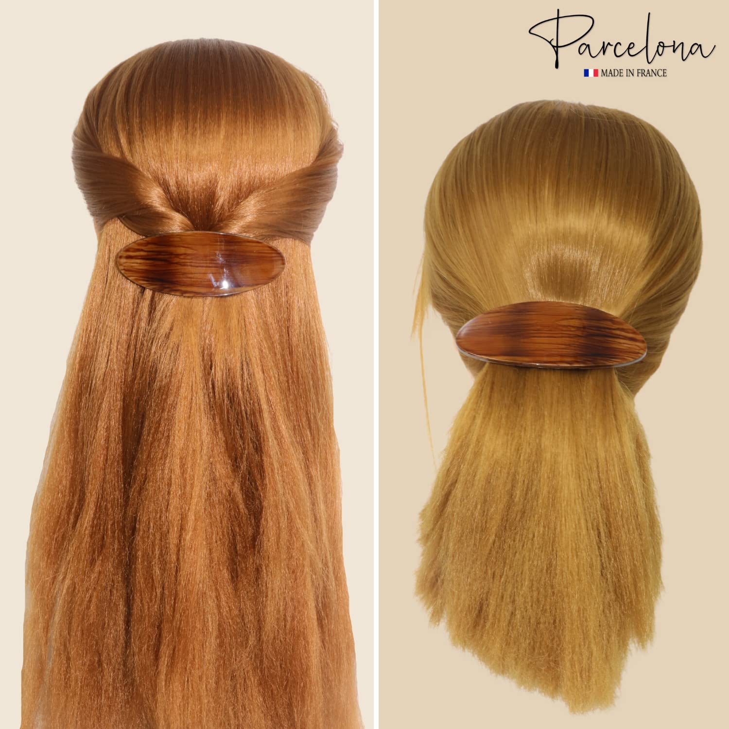 Parcelona French Oval Large 4" Cellulose Automatic Hair Barrette for Women