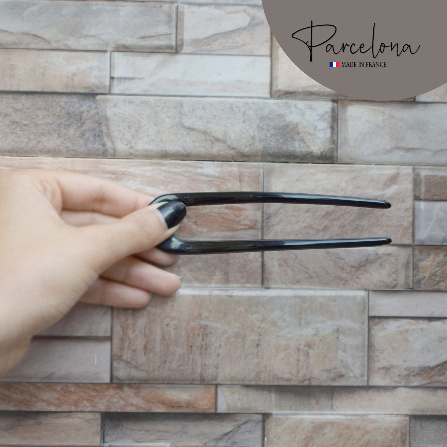 Parcelona French U Shaped Prong Large Chignon Cellulose Acetate Hair Pins 2Pcs