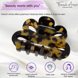 French Amie Flower Bloom 3" Handmade Celluloid No Slip Grip Hair Claw Clip