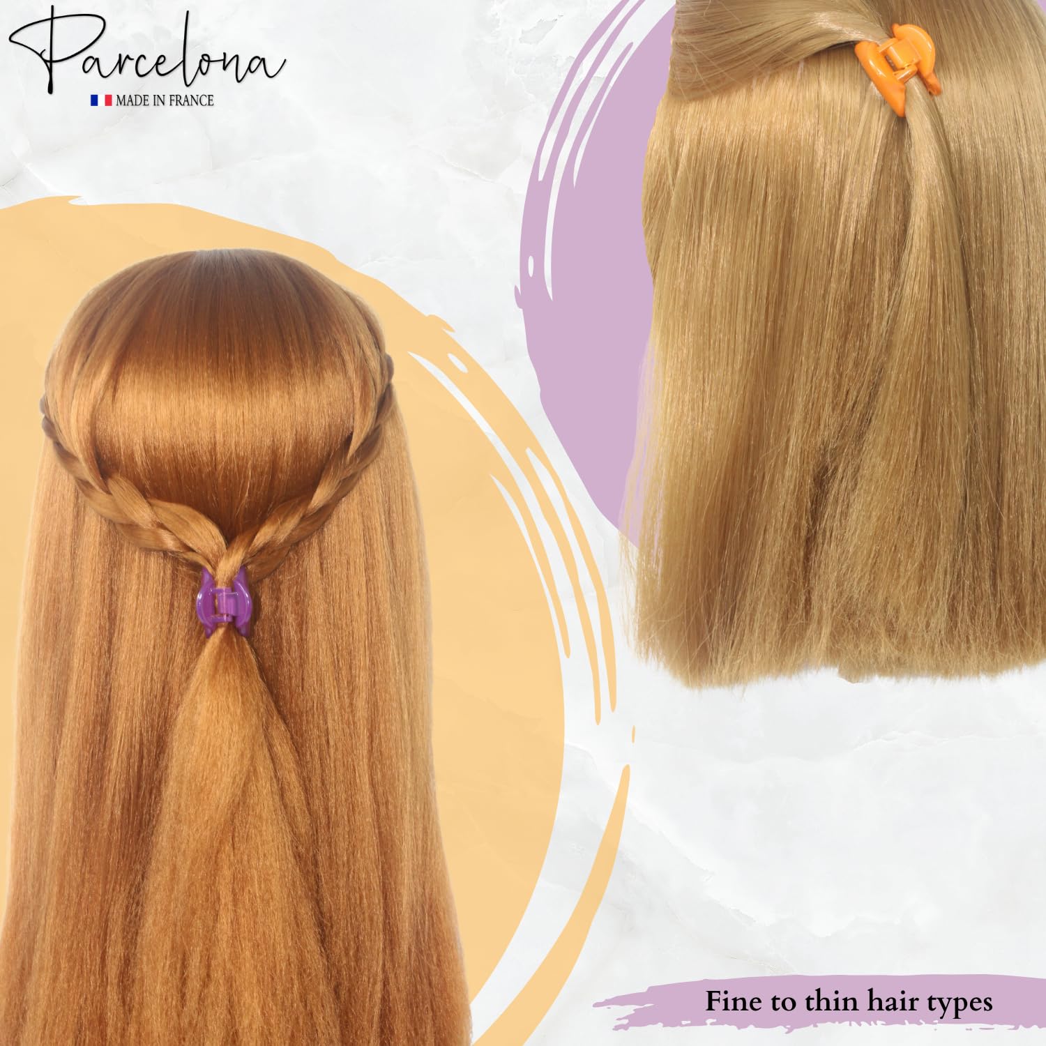 Parcelona French Chic Duo Small 1 1/4" Cellulose Hair Claw for Women and Girls