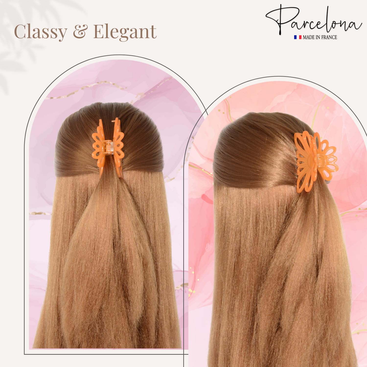 Parcelona French Plume Medium 3" Cellulose Acetate Hair Claw for Women and Girls