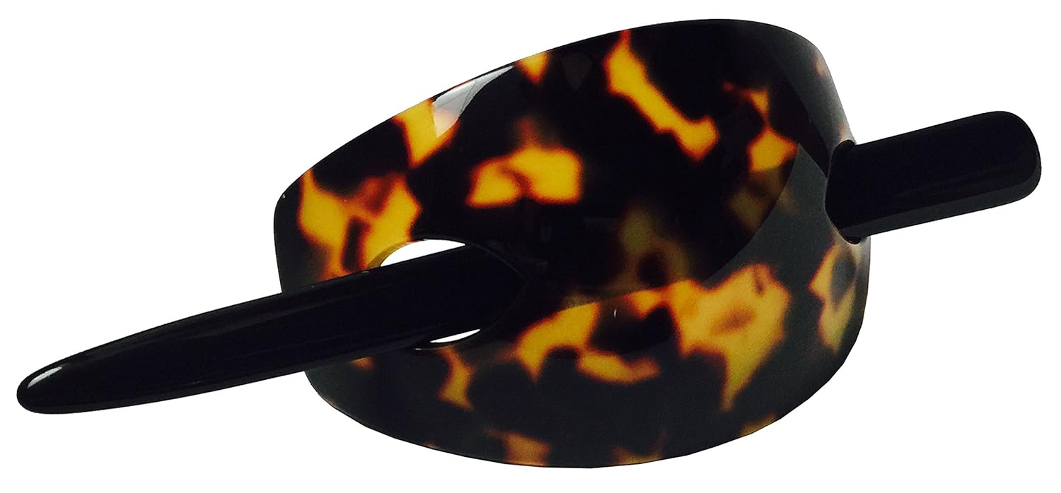 French Amie Oval Arch Handmade Celluloid Hair Bun Cover with Stick for Women