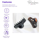 Parcelona French Brown & Black Small Celluloid Set of 2 Jaw Hair Claws