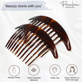 Parcelona French Tapered Edge 11 Teeth Side Hair Combs for Women & Girls (2Pcs)