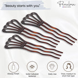 Parcelona French Wavy Three Teeth Shell Large Set of 3 Chignon Hair Pin Sticks