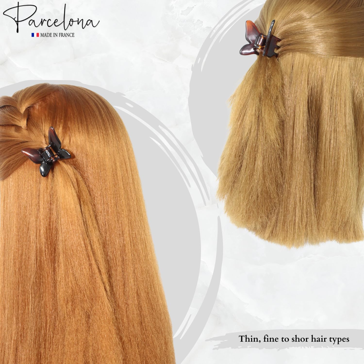 Parcelona French Butterfly Small Cellulose Hair Claws for Women and Girls (2Pcs)