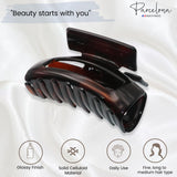 Parcelona French New Rectangle Large Shell Celluloid Jaw Hair Claw for Women