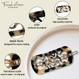 French Amie Swirls 2 ¼” Celluloid Handmade Snap Hair Clips for Women 2 Pcs