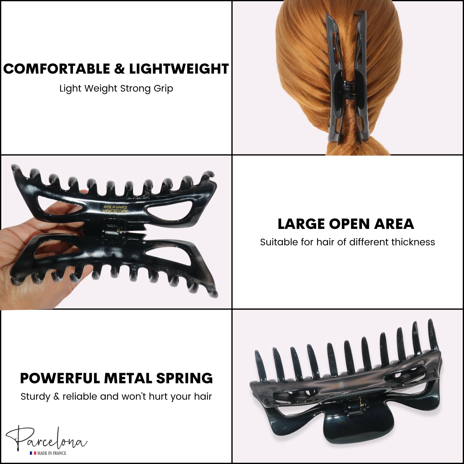 Parcelona French Classic Jumbo Large 5 1/2" Cellulose Hair Claw Clip for Women