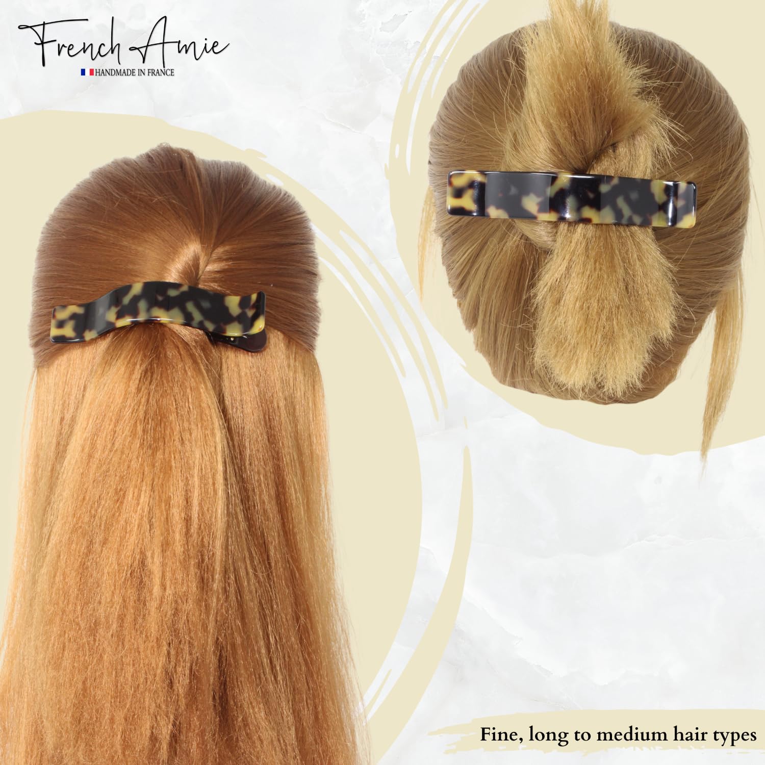 French Amie Duckbill Style Curved Rectangle Hair Claw – Women Girls Hair Clip