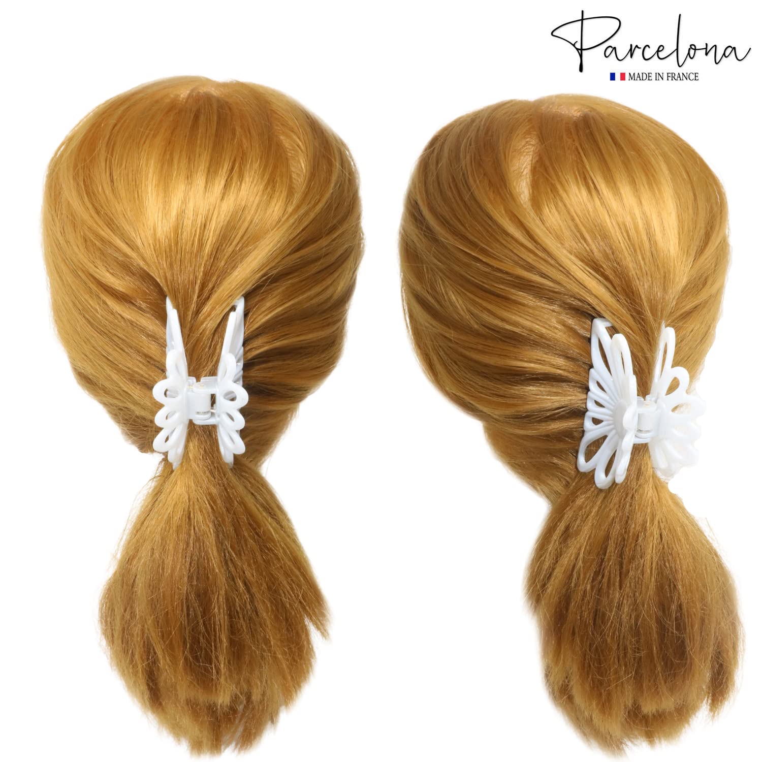 Parcelona French Plume Medium 3" Cellulose Acetate Hair Claw for Women and Girls