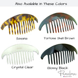 Parcelona French Alice Large Celluloid 12 Teeth Side Hair Combs for Women 2 Pcs