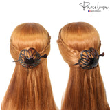 Parcelona French Radial 3.5" Celluloid Chignon Hair Slide Pin Thru Bun Cover