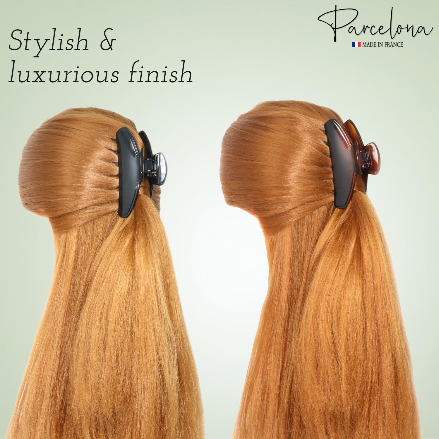 Parcelona French Basic Medium 3 1/2" Cellulose Jaw Hair Claws for Women(2 Pcs)