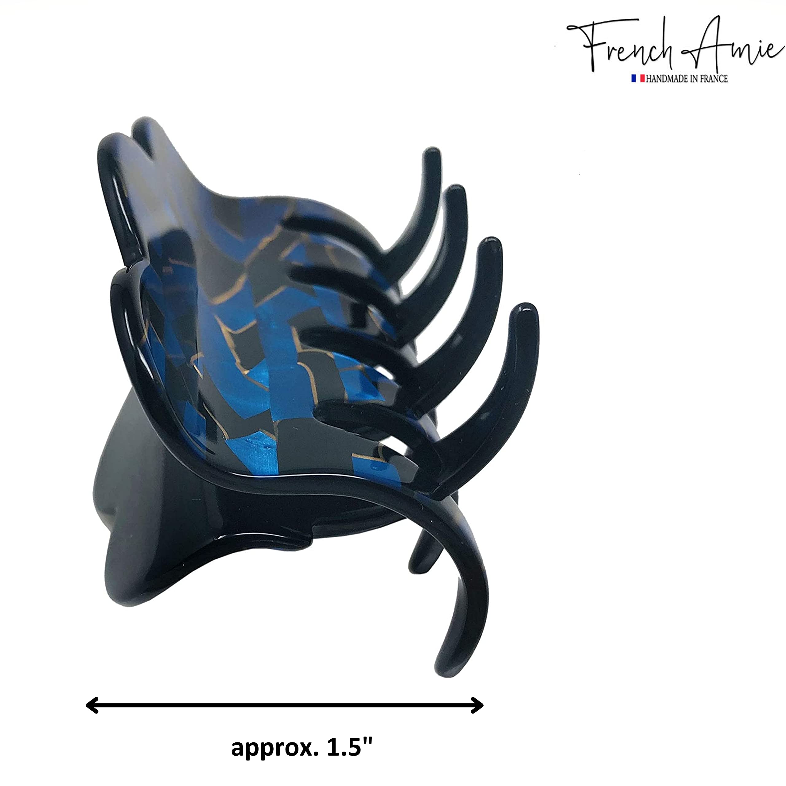 French Amie Crown Wave Small 2.5” Cellulose Handmade Interlocking Hair Claw