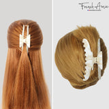 French Amie Curved Extra Large Narrow Ivory Handmade Long Hair Claw Clip
