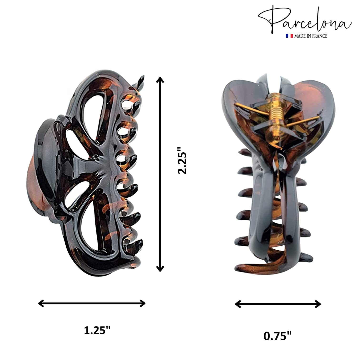 Parcelona French Brown & Black Small Cellulose Set of 2 Jaw Hair Claws