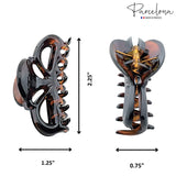 Parcelona French Brown & Black Small Celluloid Set of 2 Jaw Hair Claws