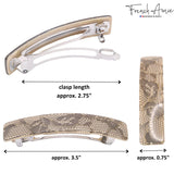 French Amie Oblong 3 1/2" Celluloid Handmade Automatic Hair Barrette for Women