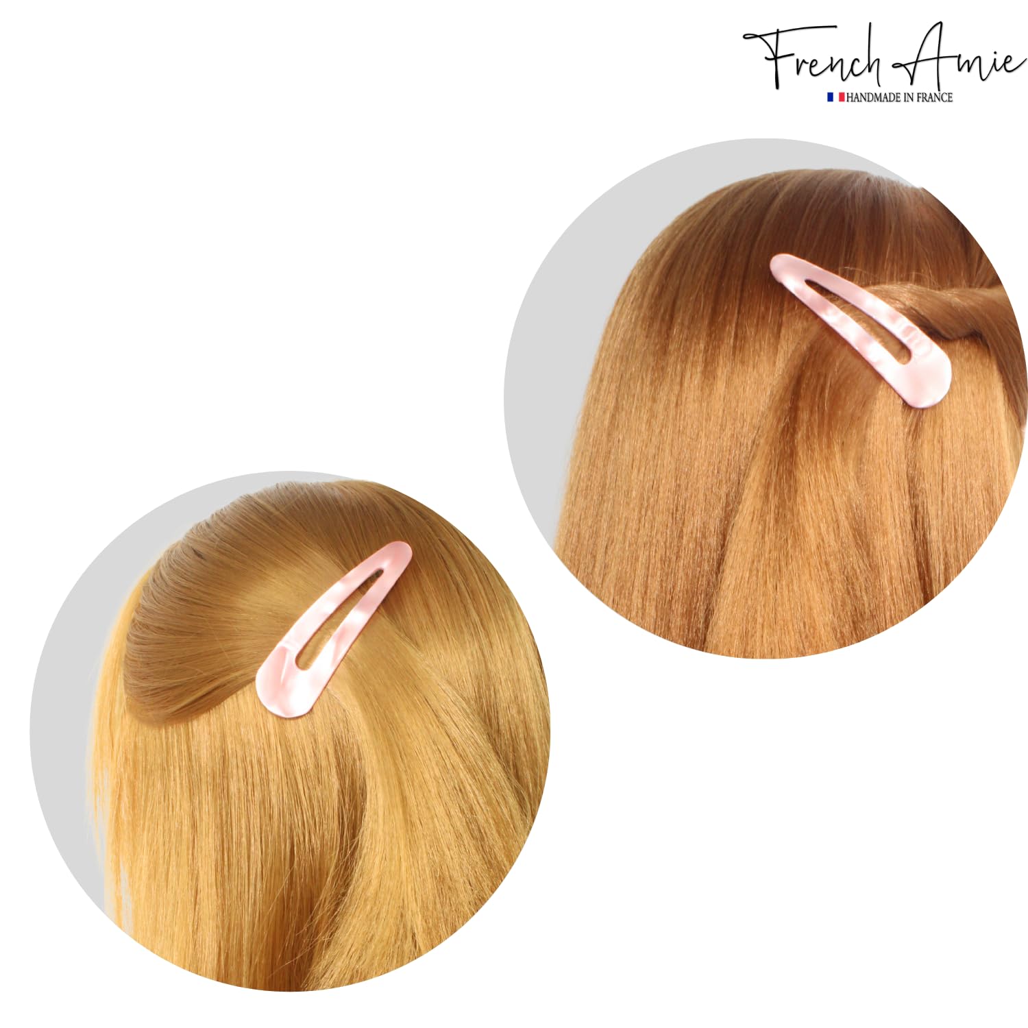 French Amie Clic Clac Large Handmade Cellulose Snap Hair Pins for Women(2 Pcs)