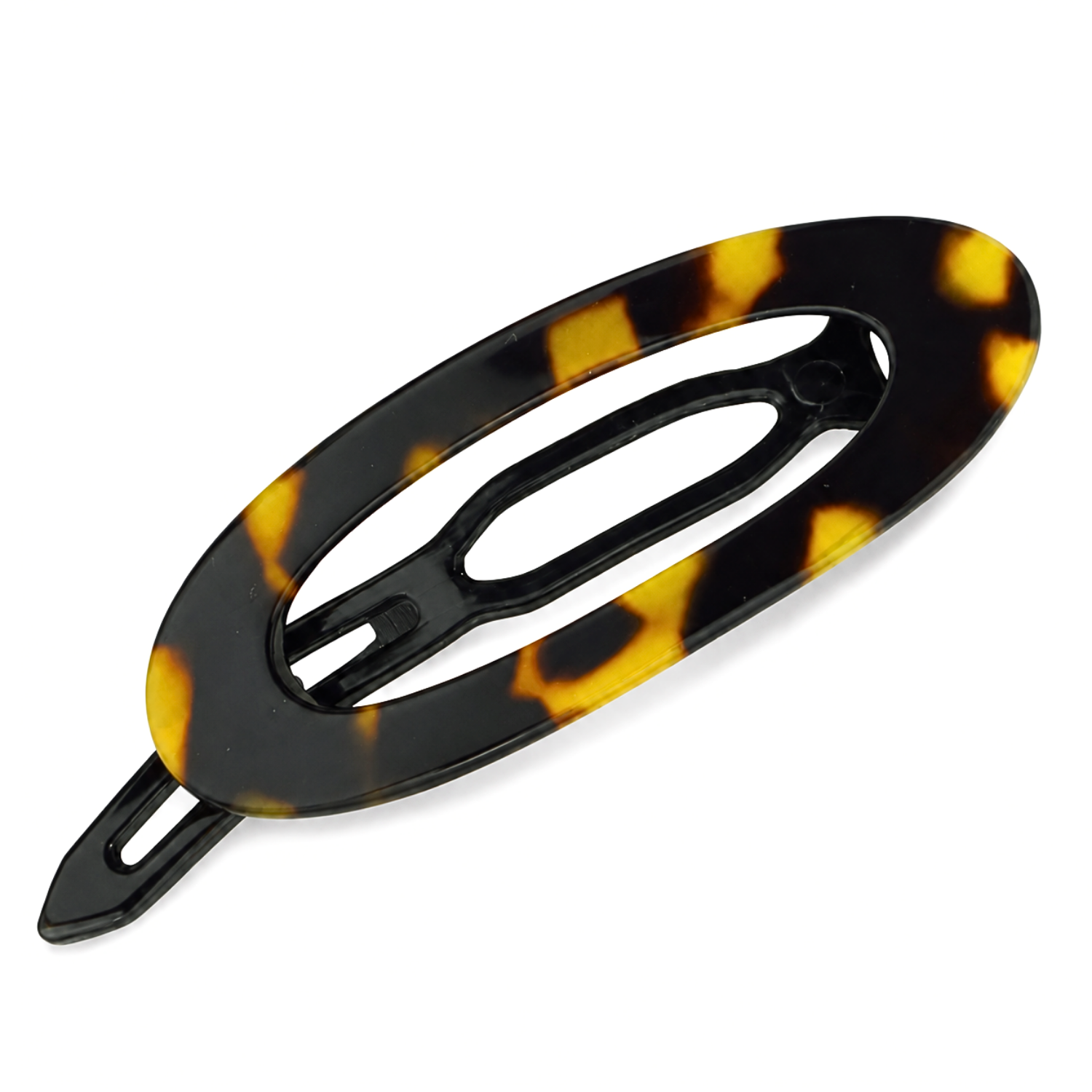 French Amie Oval Cut Out Small Handmade Cellulose Snap Hair Barrette for Women