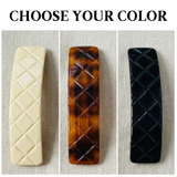 French Amie Quilted Barrette 3.5 Inch Cellulose Acetate Hair Clip for Women