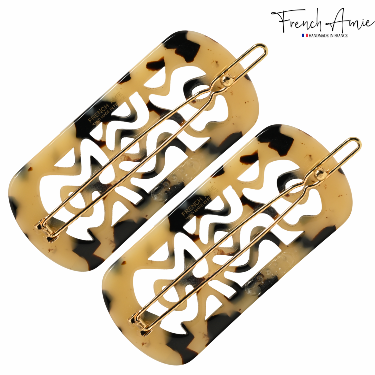 French Amie Swirls 2 ¼” Cellulose Handmade Tige Boule Snap Hair Clips for Women