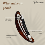 Parcelona French Oval Barrette 3.25" Tortoise Shell Non-Slip Hair Clip Grip