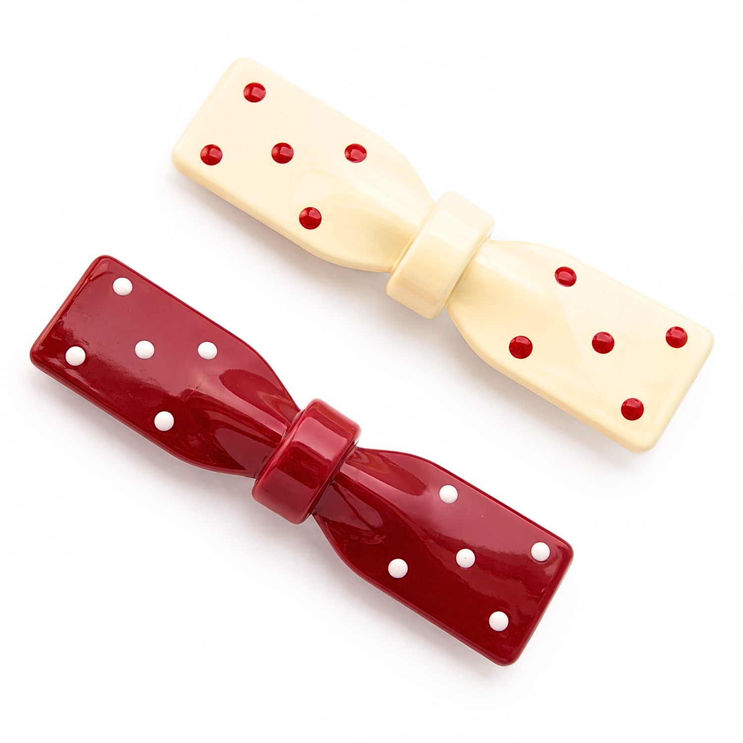 Moeni Polka Dot Bow Hair Clips 2.5" Alligator Teeth Jaw Clipper Girls Pack of 2