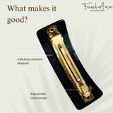 French Amie Wide Quilted Rectangular Barrette 3.5" Handmade Cellulose Acetate Hair Clip